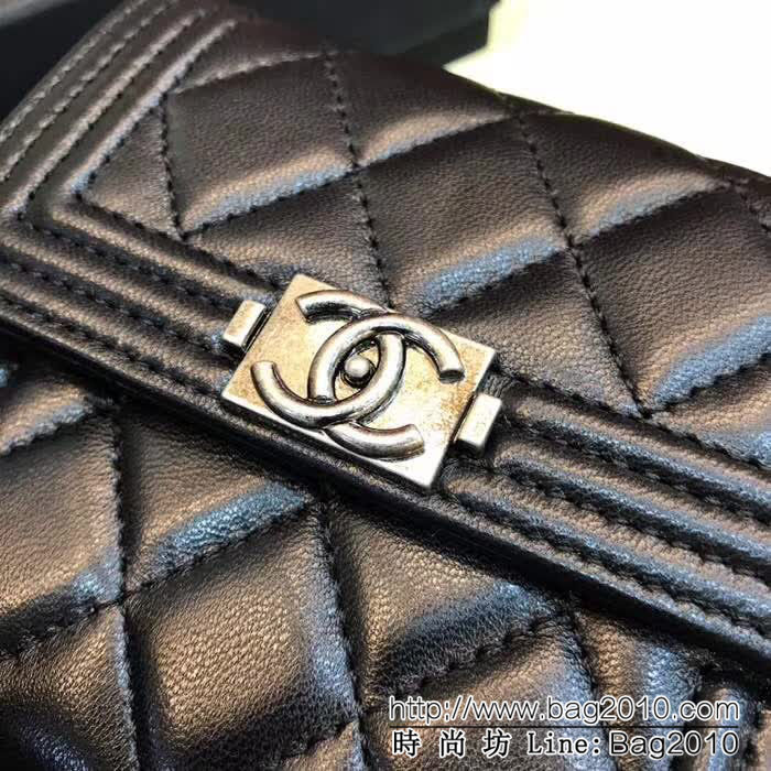 CHANEL香奈兒 經典系列 leboy短三折錢包 進口小羊皮綾格紋 復古銀扣 80734  DJC3148